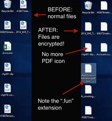 "Jigsaw" locks up files on the desktop. 