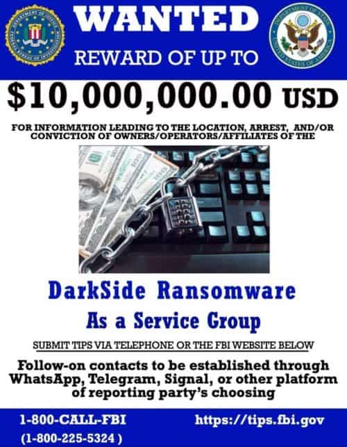 DOJ ransomware reward poster