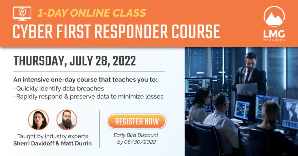 Cyber First Responder 1-Day Class | LMG Security
